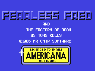 Fearless Fred And The Factory Of Doom title screen for Commodore 64